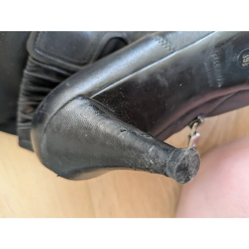 Incredible Y2K PRADA Leather & Nylon Knee High Heel Boots 39.5 (Fits Like 8.5) - Picture 13 of 15